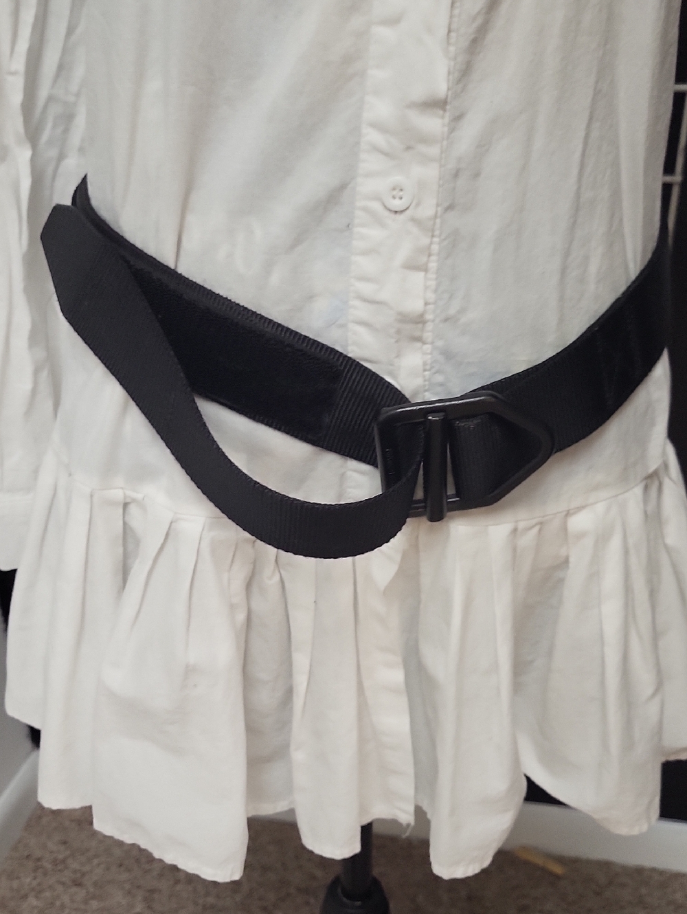 Black Webbing TACTICAL VELCRO CLOSURE Geometric Buckle BELT